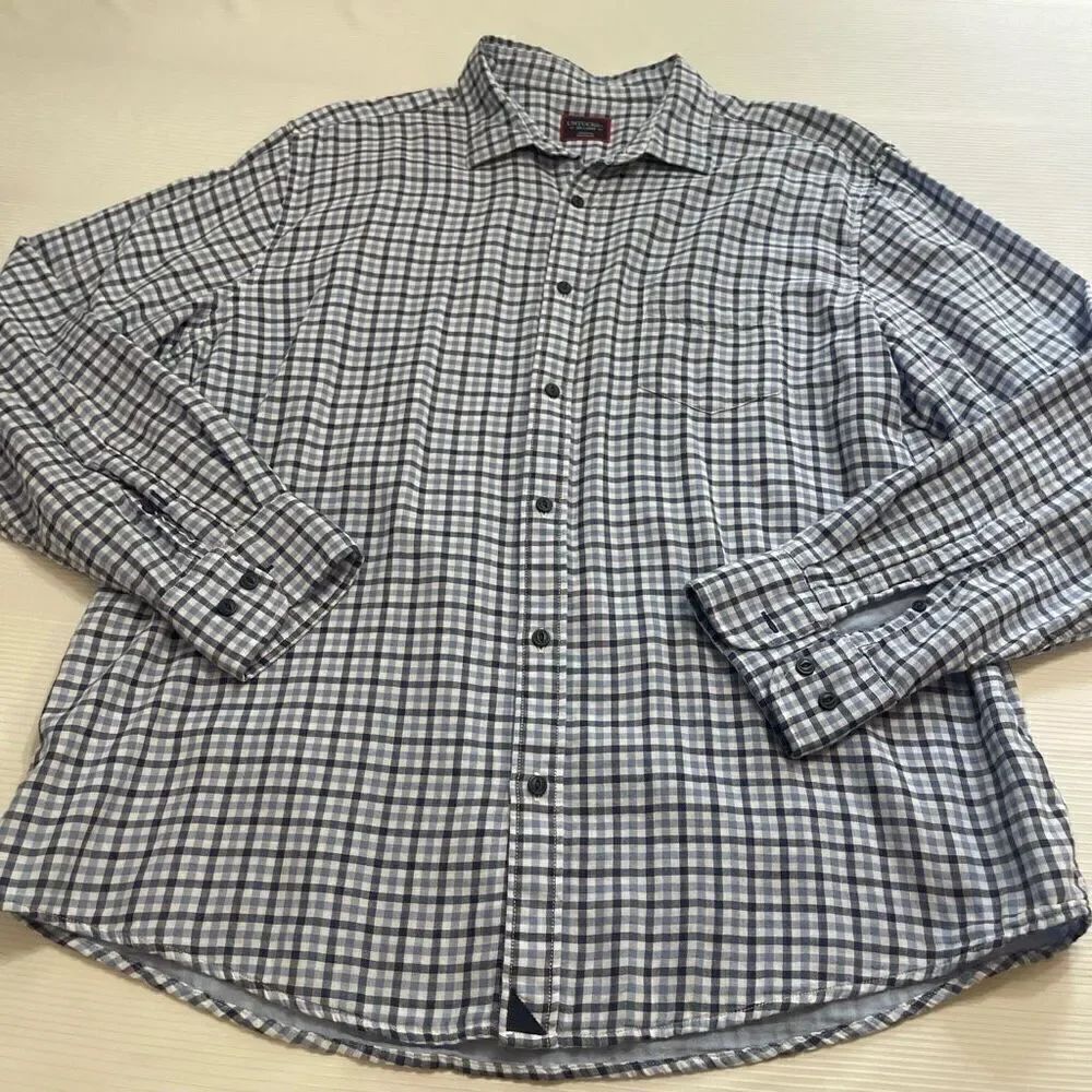 Untuckit Blue Plaid Gingham Long Sleeve Button Up Shirt Size XXL